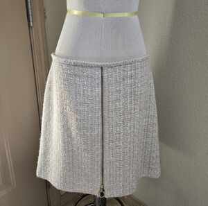 J. McLaughlin tween cream and gold a-line zipper skirt 10